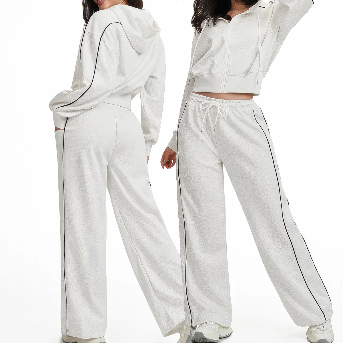 

Autumn Winter casual hoodie Women Sports Gym Set Long Sleeve Pullover Loose Outdoor High Waist Sweatpants Fitness Yoga set 2 PCS