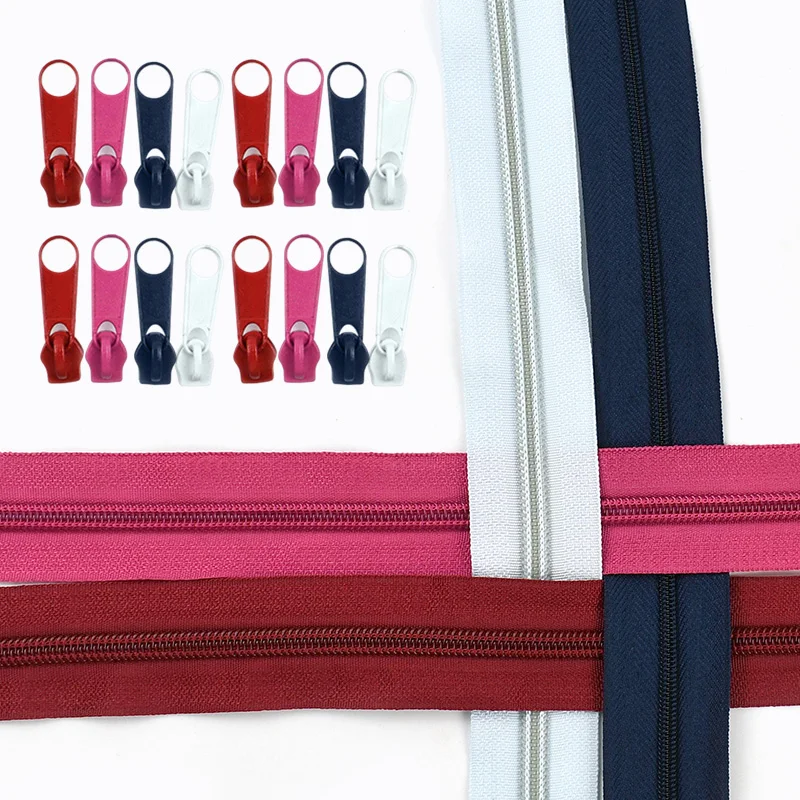 

10/20/50Sets Meetee 3# 5# Nylon Zippers with Zips Puller Sewing Bag Pocket Closure Zip Decoration Zipper Repair Kits Accessories