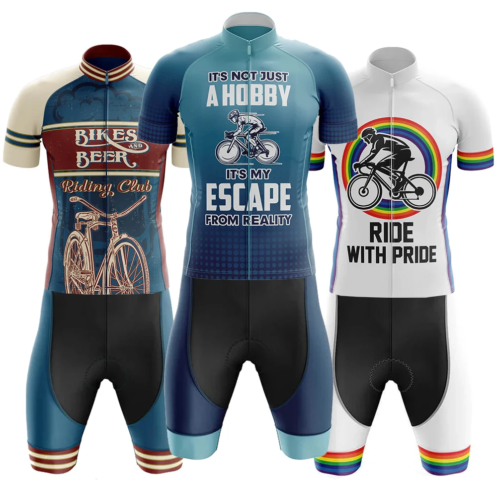 Escape From Reality Cycling Jersey Road Bike Maillot JERSEY Shorts Set Men Fast Dry Ropa Ciclismo Bicycle Clothing Sleeveless