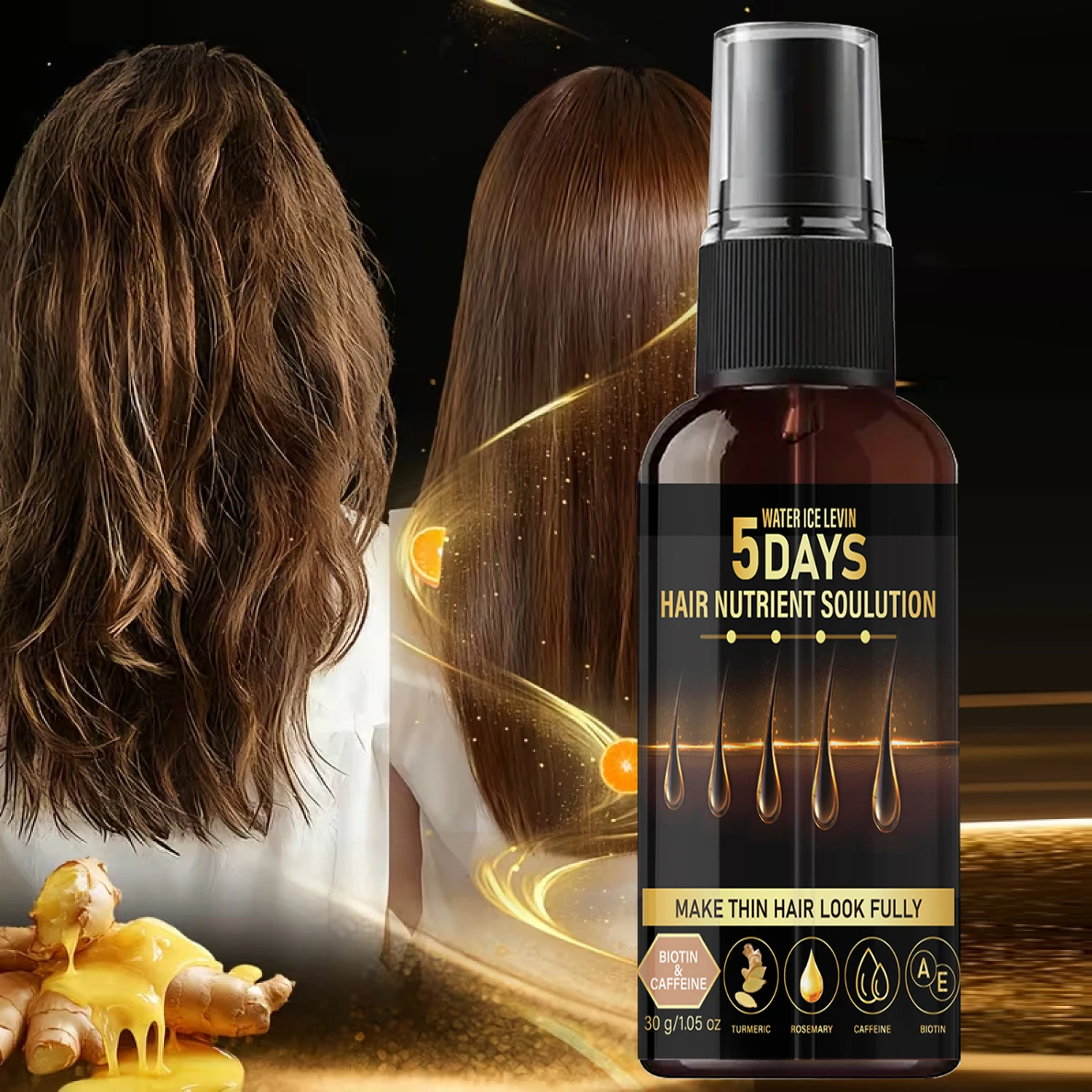 5 Days Hair Growth Oil - Biotin, Caffeine & Rosemary, Nourishing for Thin Hair to Look Fuller