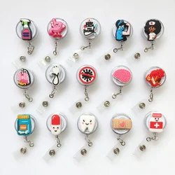 Retractable Cartoon Badge Reel Nurse Doctor ID Card Badge Holder Anti-Lost Clip Key Ring Lanyards Hospital Office Supply