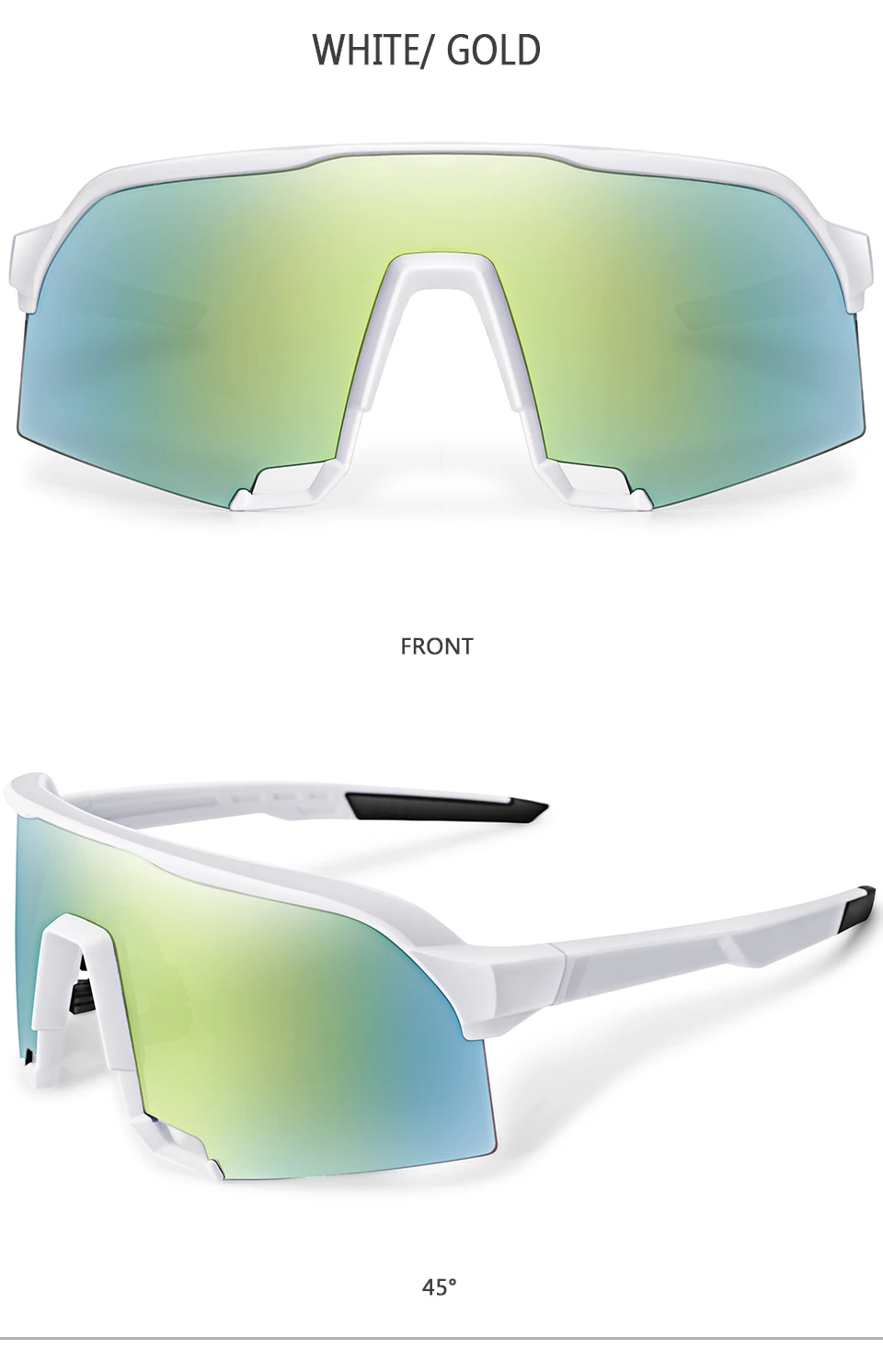 Brand 100 Fahrrad-Sonnenbrille für Männer und Frauen, UV400-Schutz, 5 Farben, großer Rahmen, Sportbrille zum Laufen und Angeln – Detail 5
