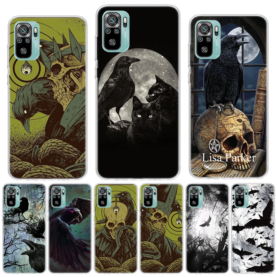 Crow Raven Dark Skull Silicon Call Phone Case For Xiaomi Redmi 10 10C 12 12C 9 9C 9A 10A 9T 8A 7A 6A 8 7 6 Pro 10X K40 K30 K20