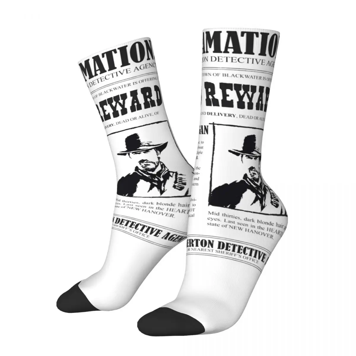 Unisex Arthur Morgan's Wanted Poster Red Dead Redemptions Socks Warm Casual Socks Novelty Merchandise Middle Tube Socks