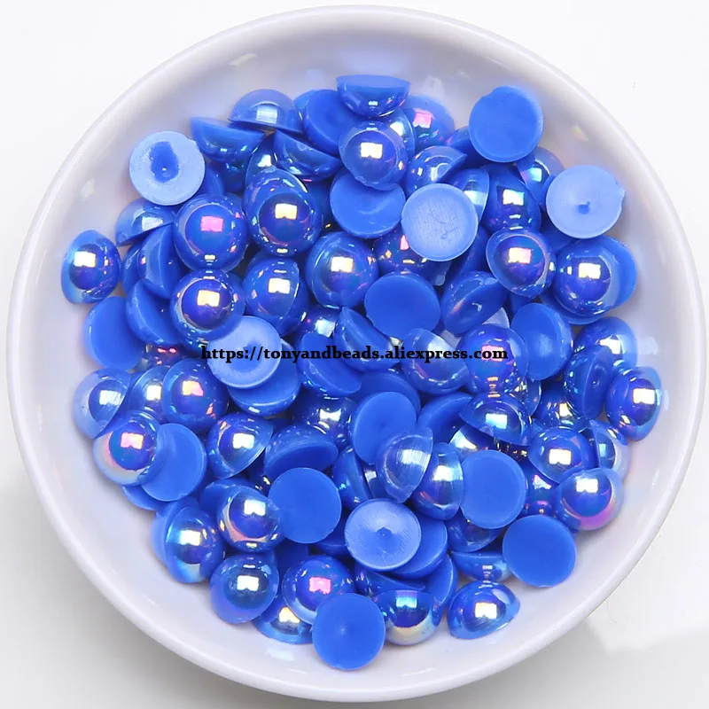 Shining AB Acrylic Beads Pearl Imitation Half Round Flatback Bead Pick Color For Jewelry Making