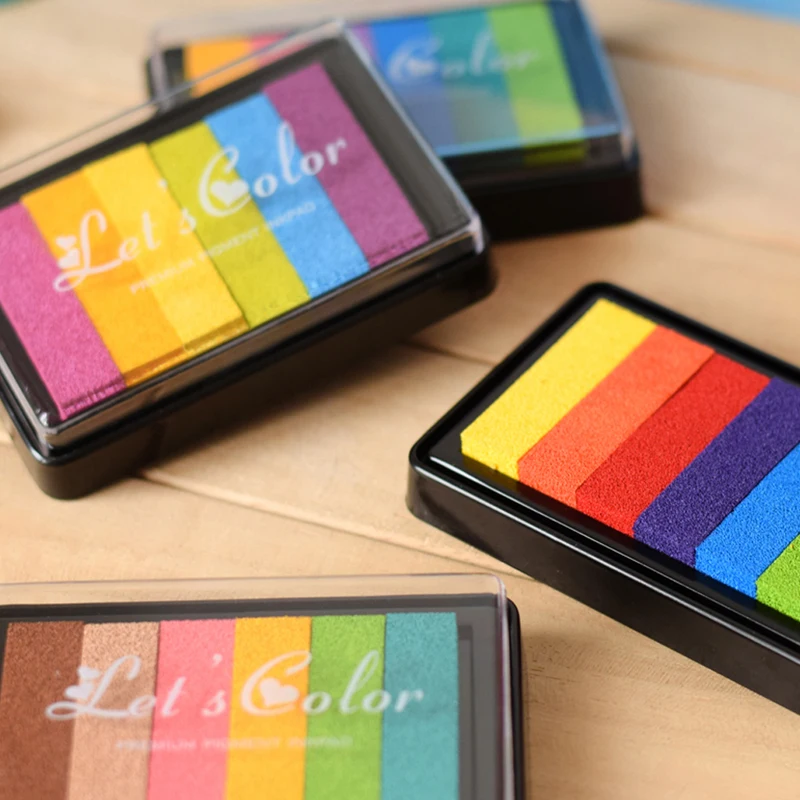 Almohadilla Multicolor arcoíris a base aceite para sello, álbum fotos, manualidades DIY