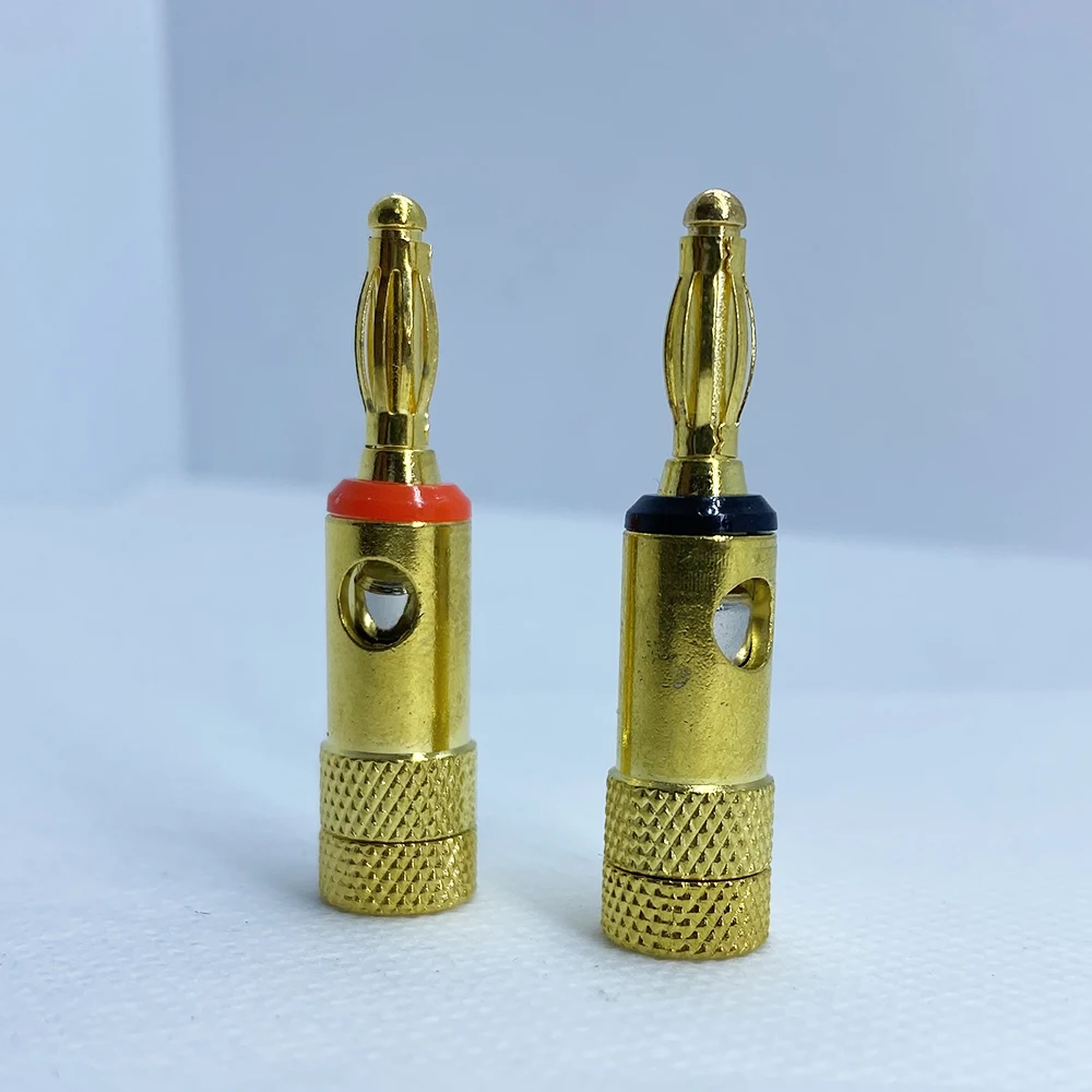 

Gold Plated 4mm Banana Plug Welding Free Horn Cable Connector Power Amplifier Speaker Audio Plug Cable Connector