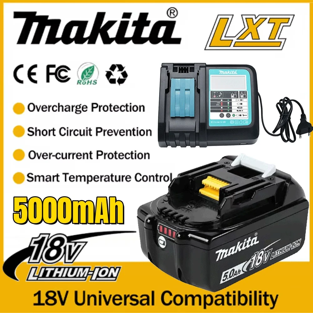 

Makita 18V 5.0Ah Rechargeable Lithium Battery with LED Indicator High Capacity for Makita Cordles Power Tool Battery