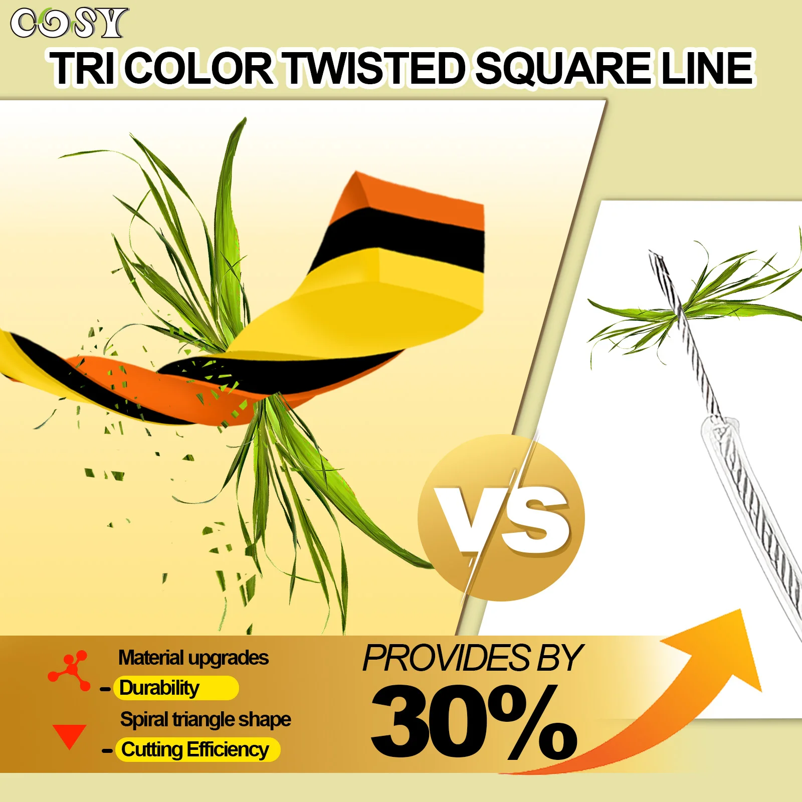 COSY 2.4/2.7/3.0mm * 5m/10m/15m NUOVO Aggiornamento Tricolor Trimmer A Spirale Linea Weed String Trimmer Linea Brush Cutter Filo Trimmer Linea