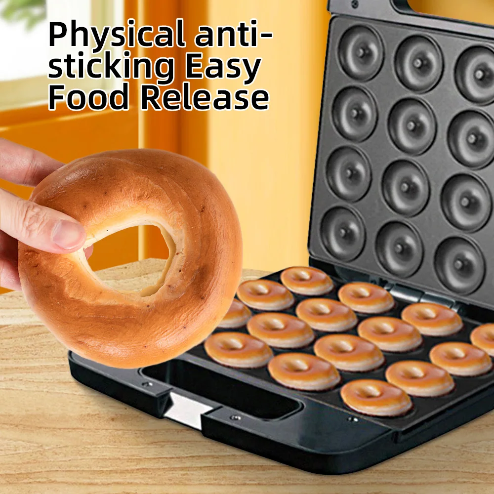 Houselin Mini Donut Maker Machine, Non-Stick, Makes 16 Doughnuts