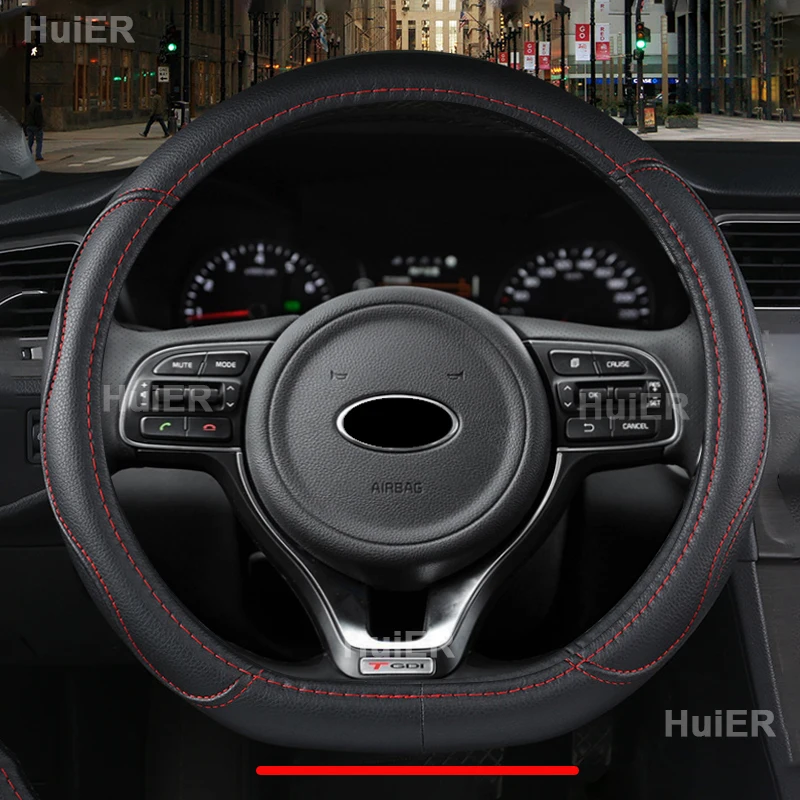 D Type Car Steering Wheel Cover Wrap For Kia K5 Ceed GT Stonic Proceed Sportage Sport 2019-On Braid On Steering-wheel