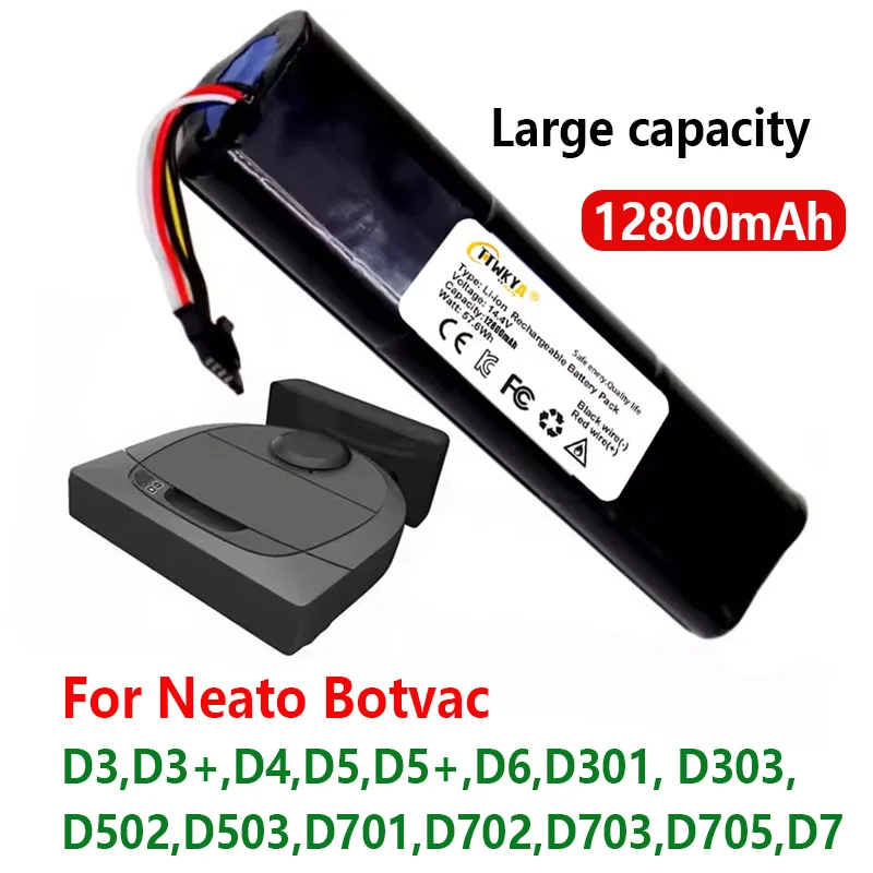 14.4V Replacement Battery 61WH 12800mAh For Neato Botvac D3 D4 D5 D6 D7 D502 D503 D701 D702 D703 D705 205-0011 Sweeping Robot