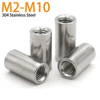 M2 M2.5 M3 M4 M5 M6 M8 M10 304 Stainless Steel Extension Thicken Cylindrical Connect Nut Round Column Joint Coupling Nut