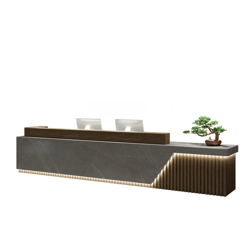 

Simple Modern Chinese Company Front Desk Hotel Lobby Reception Desk Beauty Paint Bar Counter