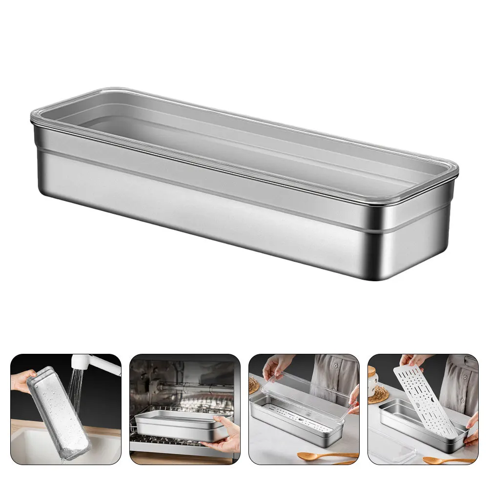 

1 Set Stainless Steel Chopstick Storage Organizer Detachable Utensil Holder Silverware Tray Kitchen Tableware Draining Box