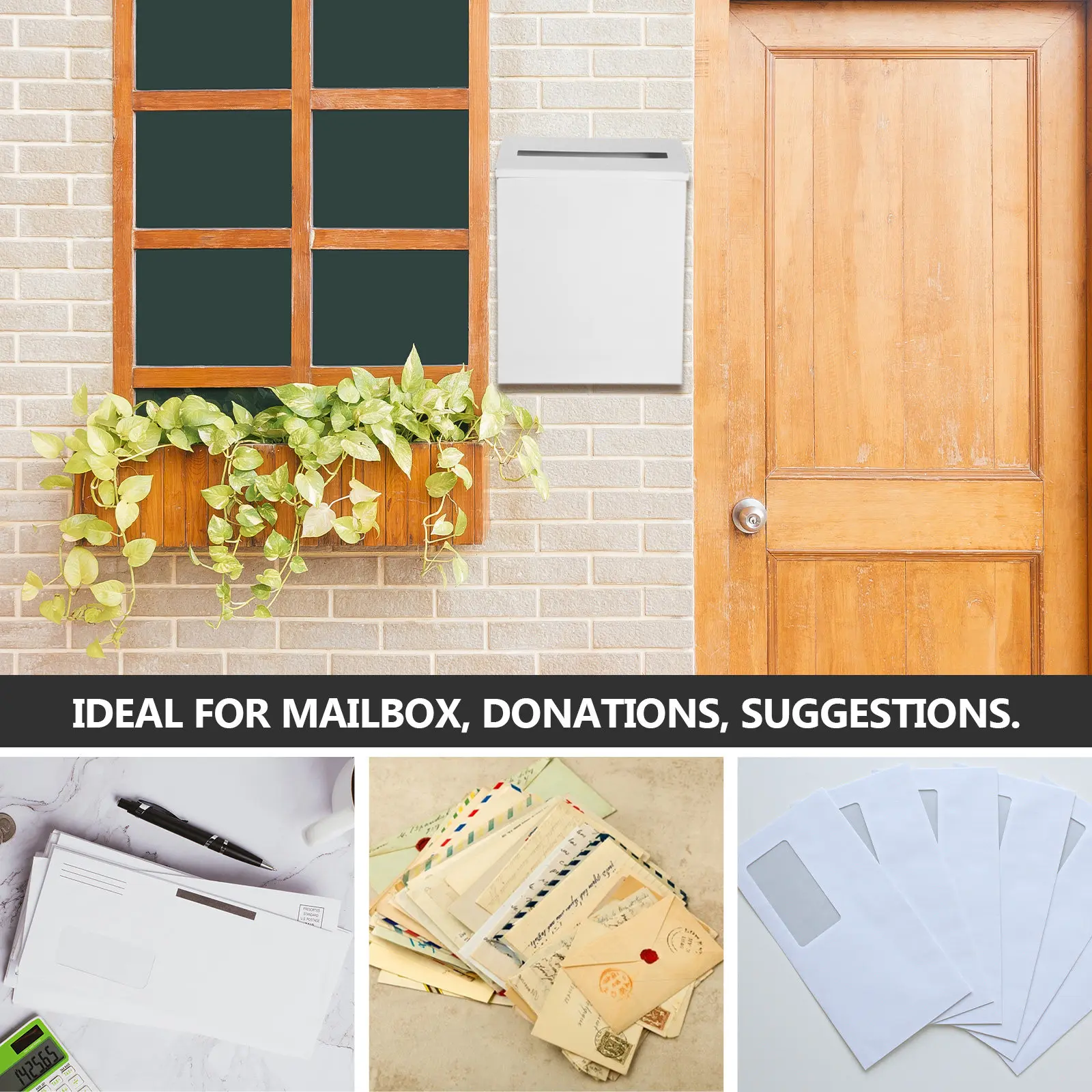 Iron Wall Mount Mailbox Large Capacity Rustic Style Outdoor Wall Mounted Mail Box for House Suggestion Box Mailboxes for Outside