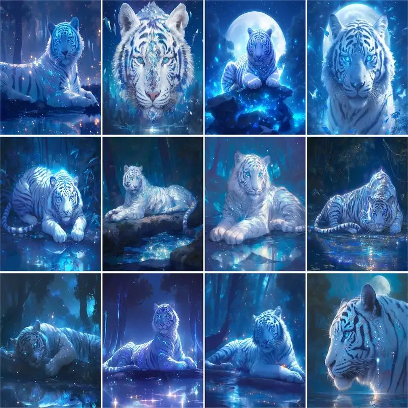 

GATYZTORY DIY Pictures By Numbers Tiger Kits Coloring By Number Animal Drawing On Canvas Hand Painted Painting Gift Home Decor