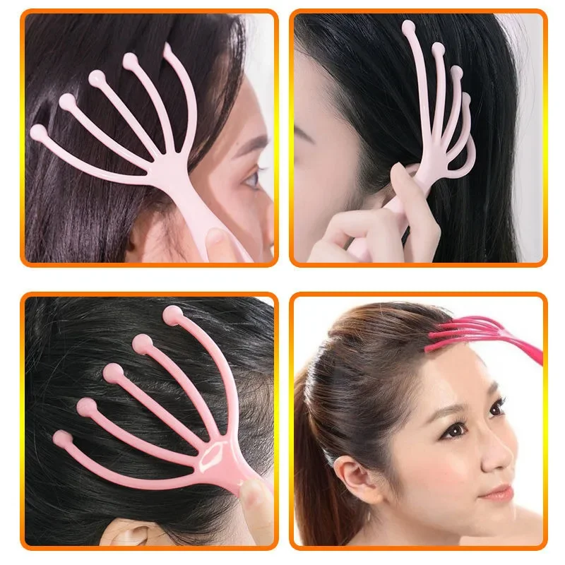 Soft Handheld Head Scalp Massager Neck Ball Comb Roller Five Finger Claws Steel Relax SPA Hair Care for Scratching Head Relief