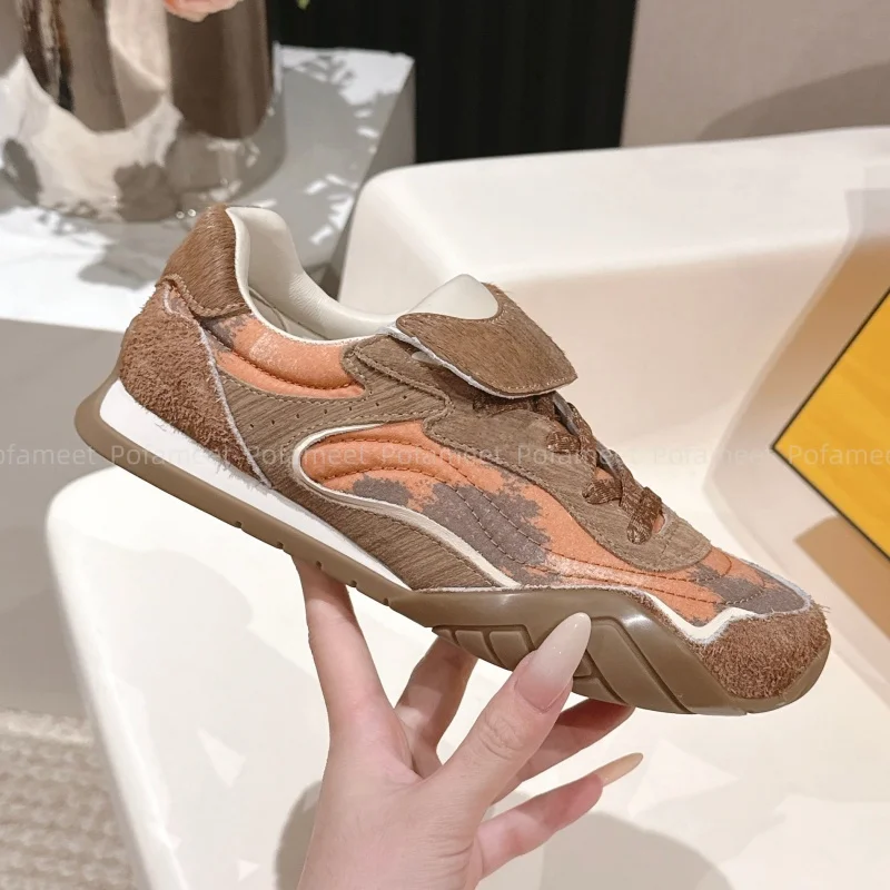 

Women Casual Shoes Flip Out Tongue Round Toe Flats Lace Up Comfort Leisure Fashion Design Mixed Color High Quality Walking Shoes