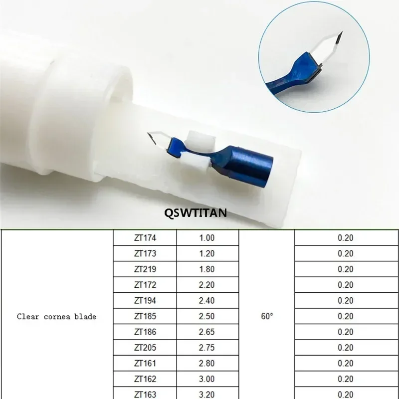 Lames de cornée transparentes en saphir, tête de couteau/pointe de couteau pour instrument chirurgical ophtalmique