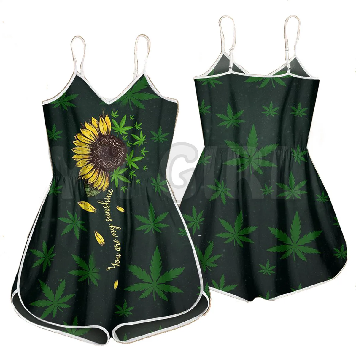 YX GIRL Macacão Estampado 3D com Motivo de Girassol, Roupas de Verão Bohemia para Mulheres