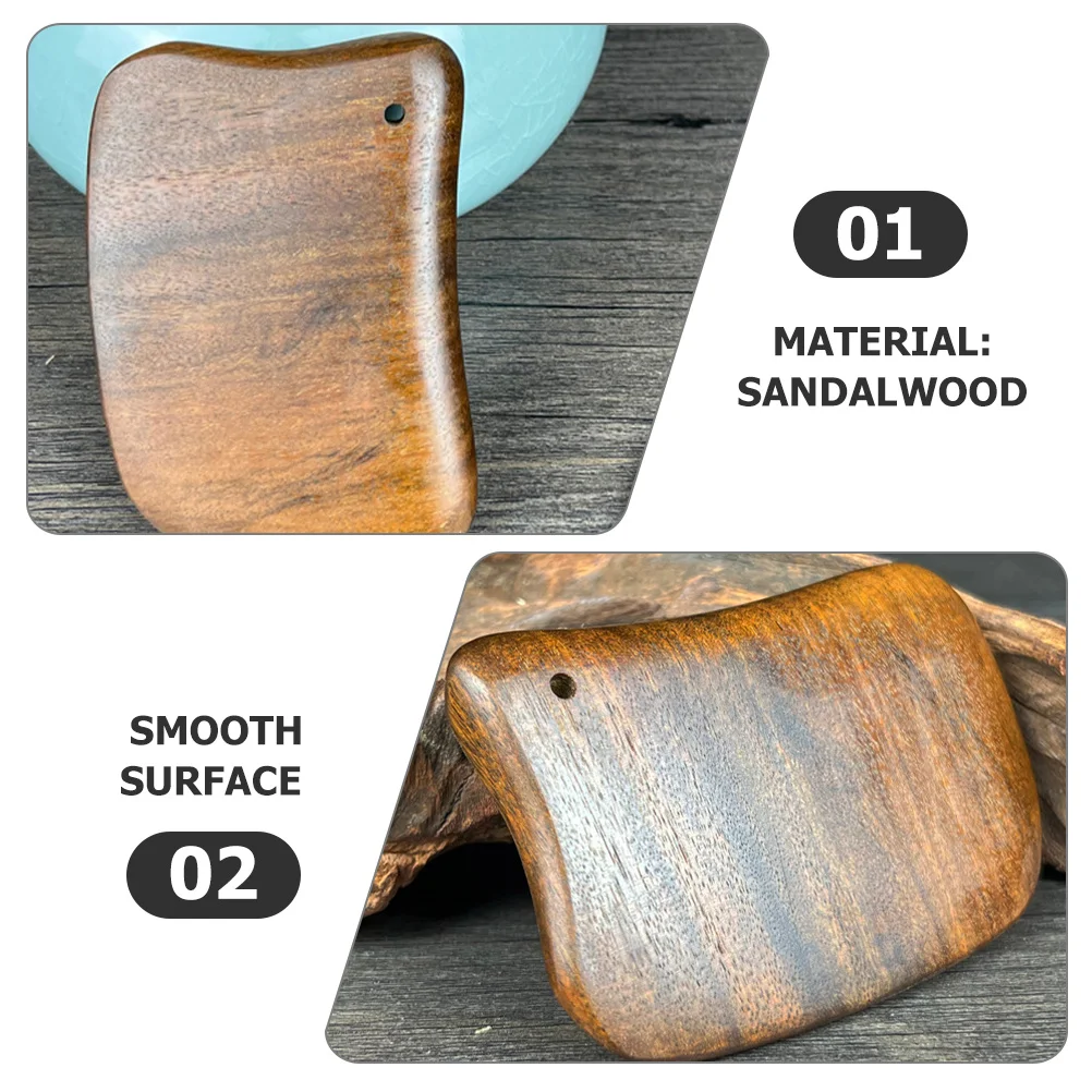 

Natural Sandalwood Guasha Board Smooth Edges Body Scraping Massage Tool for Neck Shoulder Back Relief Portable Wooden Muscle