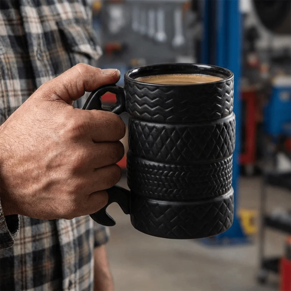

Water Bottle Industrial Style Tire Ceramic Water Cup Funny Large Capacity Coffee Cup Unique Decorative Novelty Mug Office Use