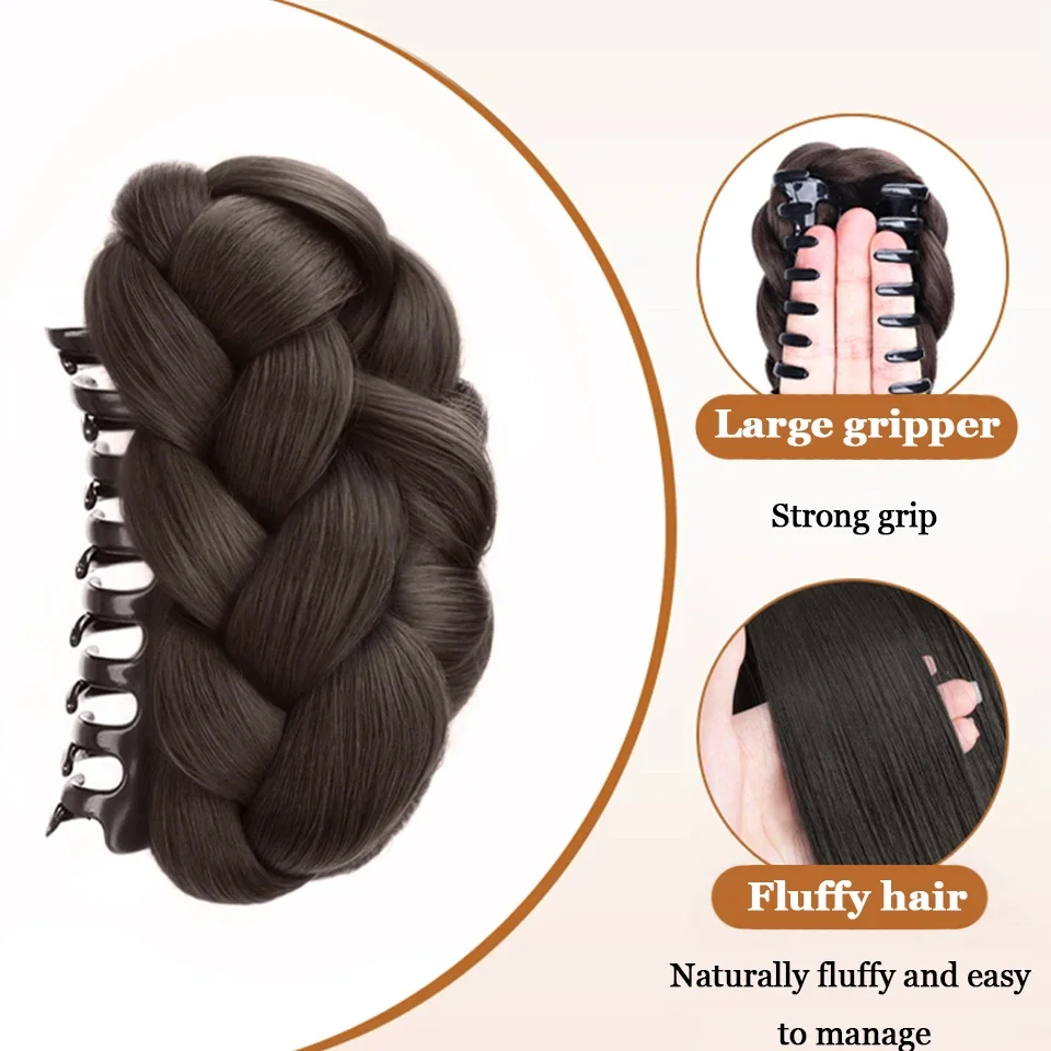 สังเคราะห์ Chignon แป้งทอด Twists Ball ผม Bun Claw คลิปดอกไม้ Bud หัวปุยจานผมกลับหัววิกผมสําหรับผู้หญิง