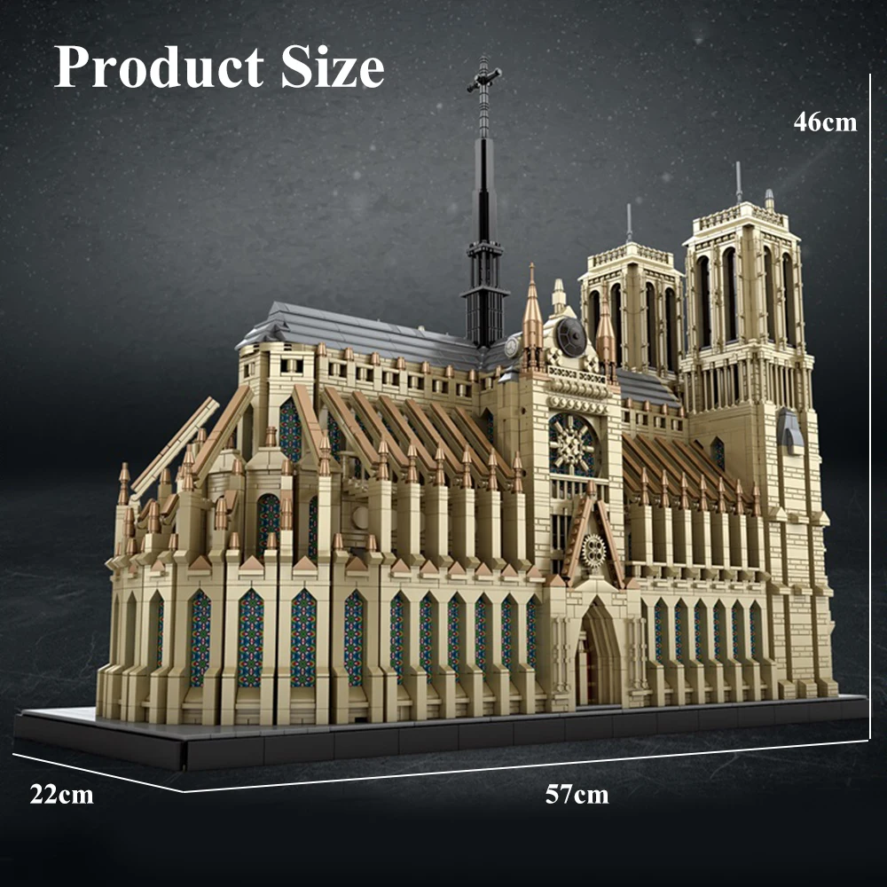 Décennie s de construction modulaires de la cathédrale Notre-Dame, architecture mondiale, ensembles de bâtiments de maison gothiques, ville haute simulation, cadeau, 8868 pièces