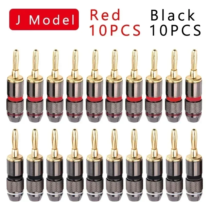 10/20Pcs Banana Connector Plug Jack Gold Plated Musical Sound Audio Speaker 4MM Banana Plugs For Audio Video Speaker Terminal