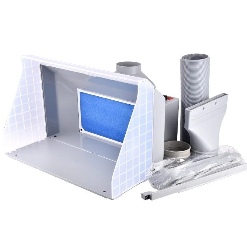 Portable Airbrush Painting Spray Booth Kit with LED Light Tubes Exhaust Fan Filter for Airbrush Modeling Art Craft Painting Work