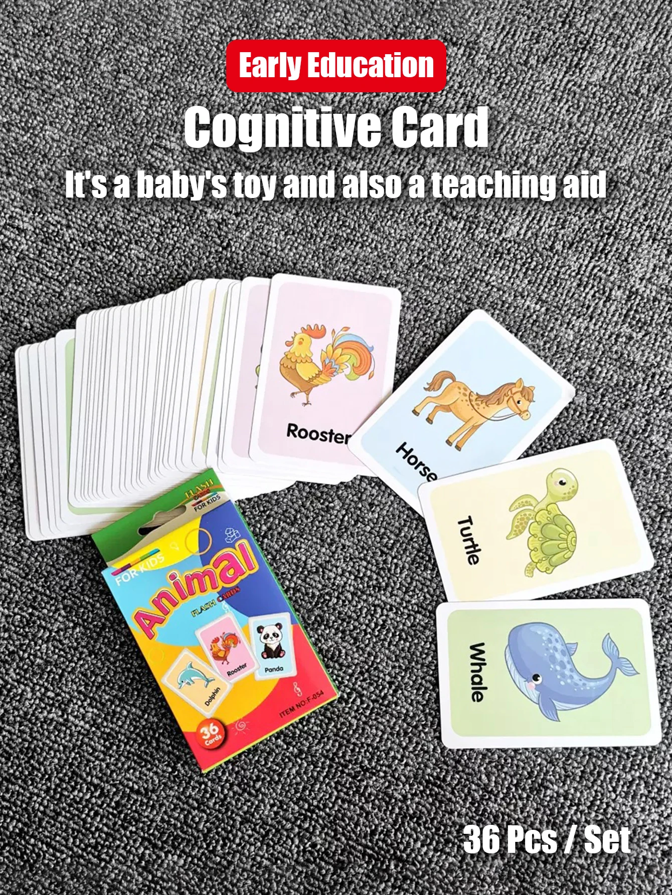 1 set di 36 sussidi per la formazione del vocabolario visivo, illuminazione della prima educazione, colore, verdura e frutta, cognizione