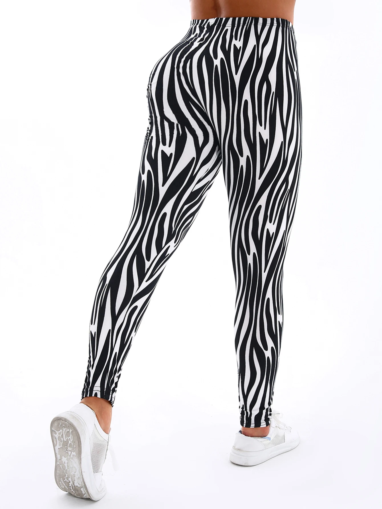 Casual Fashionable Brushed High Elasticity Sexy Tight Fitting Irregular  Striped Leggings Sports Slimming Yoga Pants