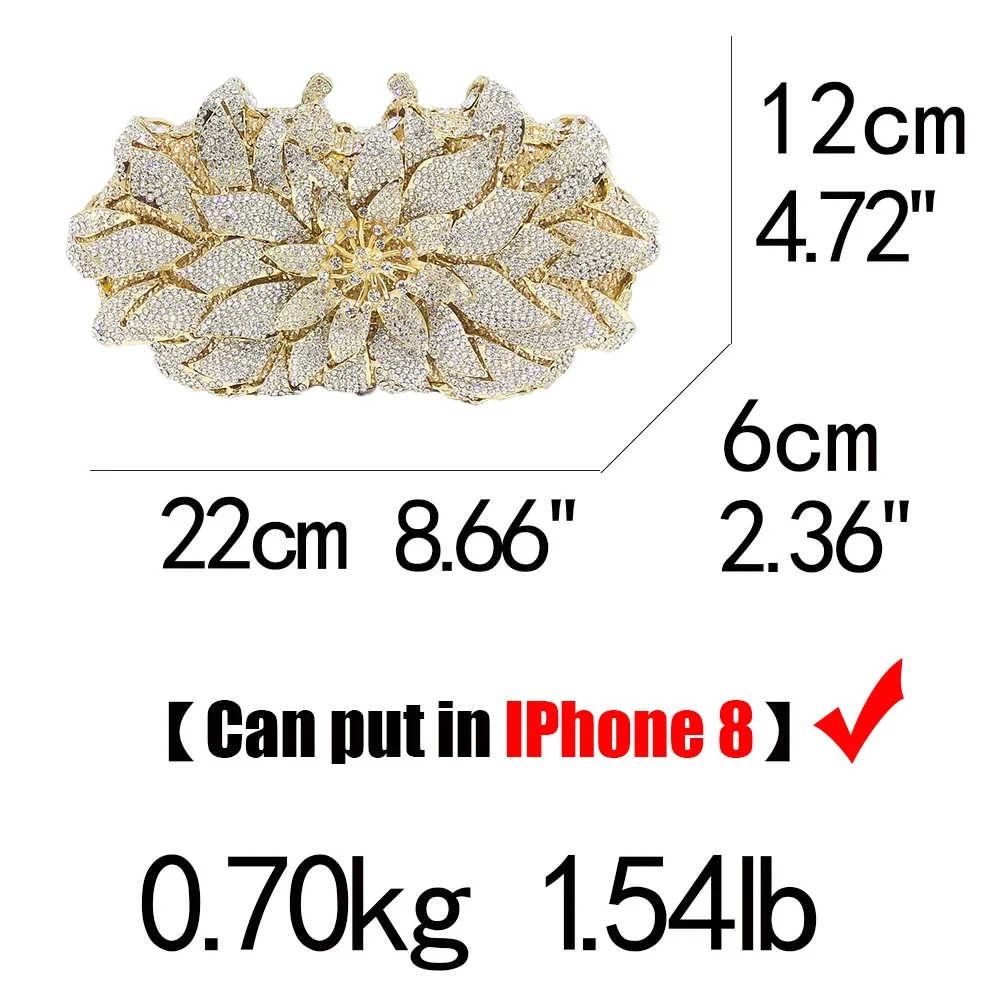 Boutique De FGG (in Stock) Crystal Women Floral Evening Clutches Handbag Wedding Party Flower Bridal Rhinestone Clutch Bag