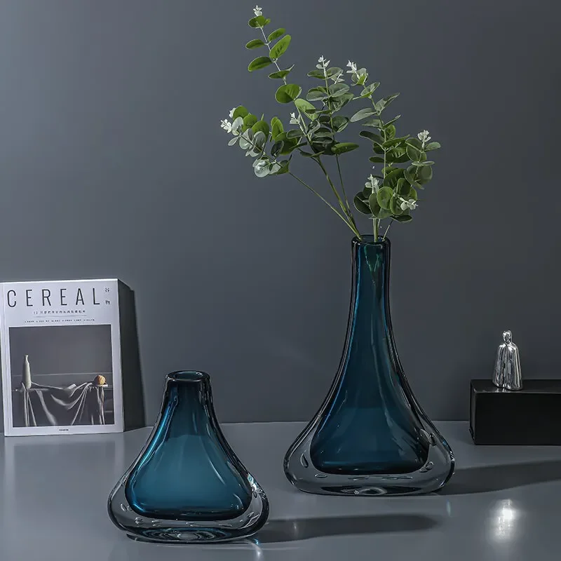 Modern Glass Vase for Living Room Decor Light Luxury Flower Arrangement Ornament Soft Home Atmosphere Dining Table