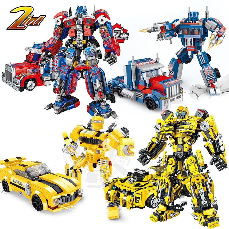 2 in 1 Deformation Hornet Robot Building Blocks Sets Bricks Mecha Transform Cars Birthday Kids Children Gifts for Boys Technique