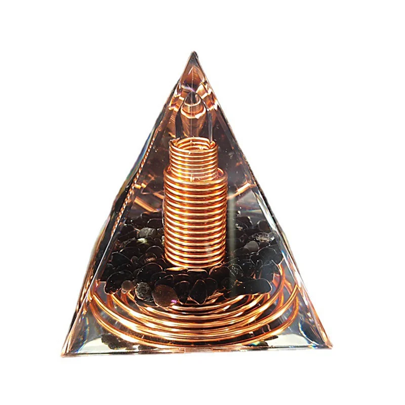 A42F  6cm Crystal Gravel Spiral Pyramid Spiral Coil Pyramid Handmade Home Furnishing Crafts Spiral Copper Wire