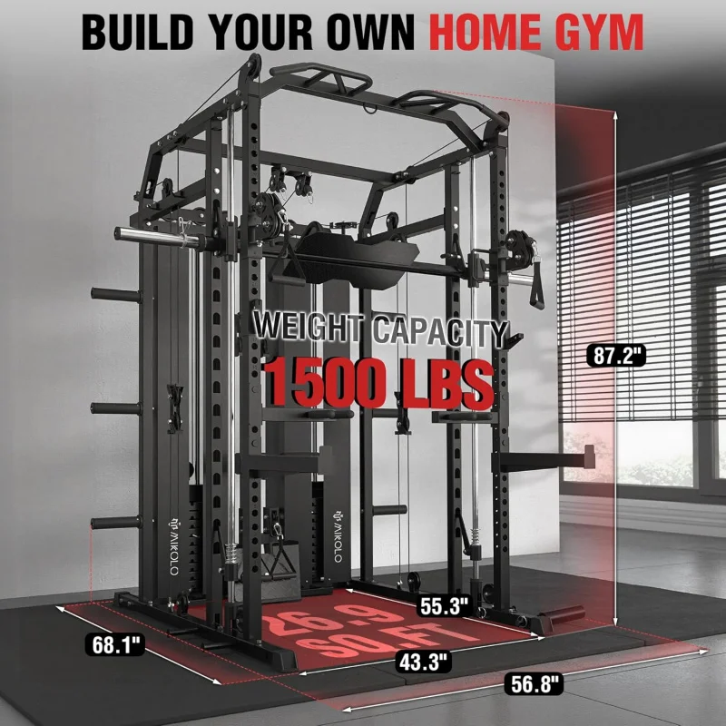

(TTO)Смитовый тренажер со стеком веса, системой домашнего спортзала Power Cage LAT Pulldown и кабельный кроссовер, функциональный тренер OG