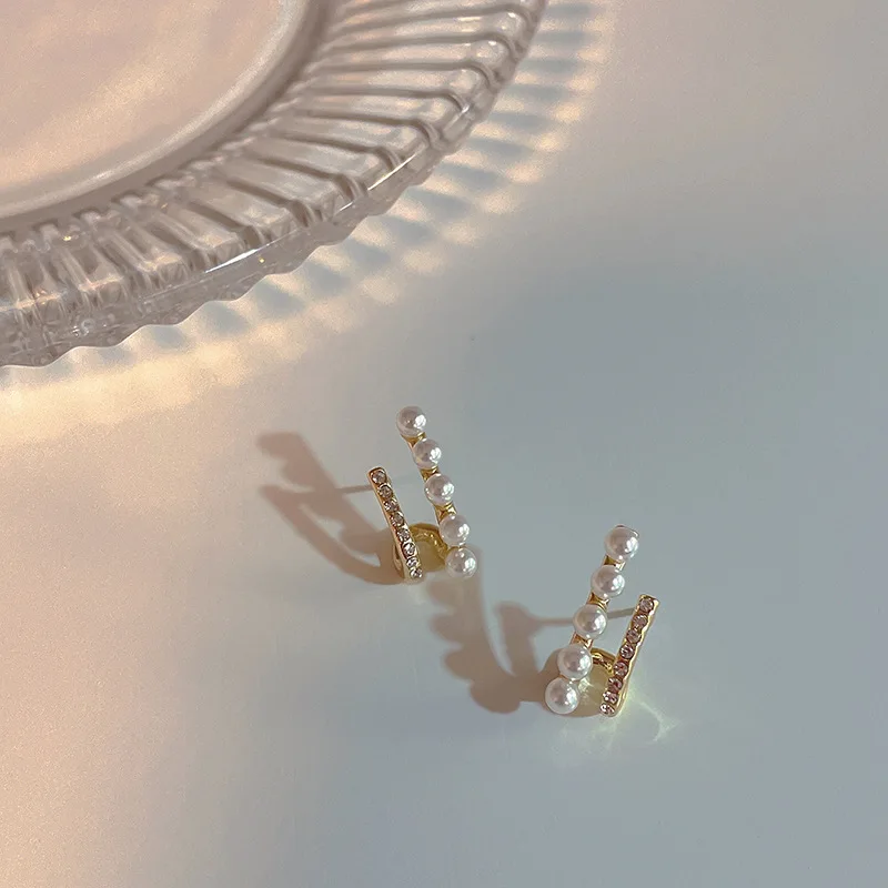 GANPUP Luxuriöse Funkelnde Perlen-Zirkon-Ohrstecker für Damen, Modische Ohrstecker, Schmuckzubehör, Hochzeitsgeschenk, Party-Accessoires – Detail 5