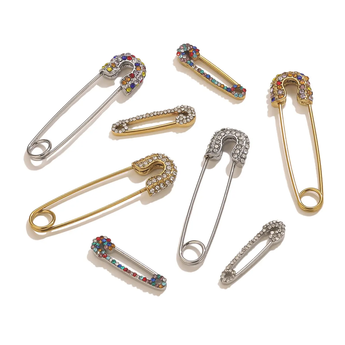 2/4 teile/los Edelstahl Strass Brosche Pins Sicherheit Feste Broschen für Frauen Mode Schmuck Machen DIY Bekleidungs Dekoration
