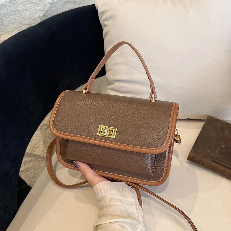 

2025 Fall Vintage Square Color Block Tote for Women, Textured Shoulder Purse, Niche Crossbody Bag, Luxe Day-to-Night Bag​