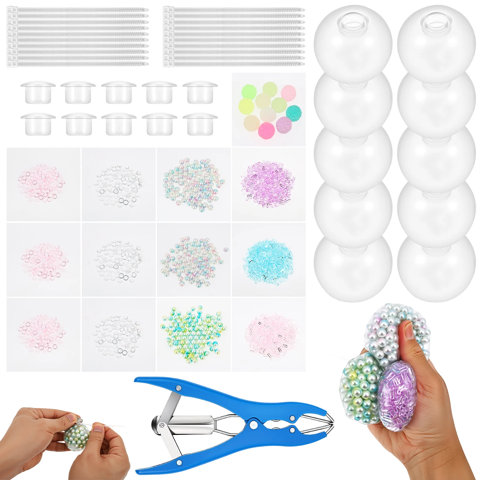 DIY Stressball-Bastelset Komplettes Squishy-Ball-Herstellungsset mit Expander-Werkzeug Füllmaterialien Angstlösende Spielzeuge für Selbstgemachte Squishy-Spielzeuge