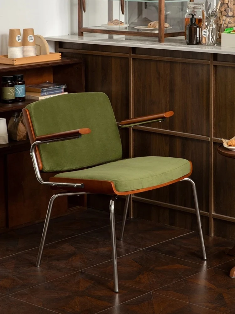 

Retro Dining Chair Restaurant Coffee Shop Leisure Backrest Desk Mid-Ancient Armchair