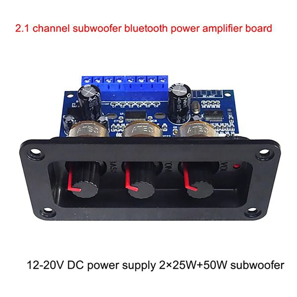 2.1 Channel Bluetooth 5.0 Audio Amplifier Board 2X25W+50W Subwoofer Class D Amplifier Board Kit with DC Female+AUX Cable