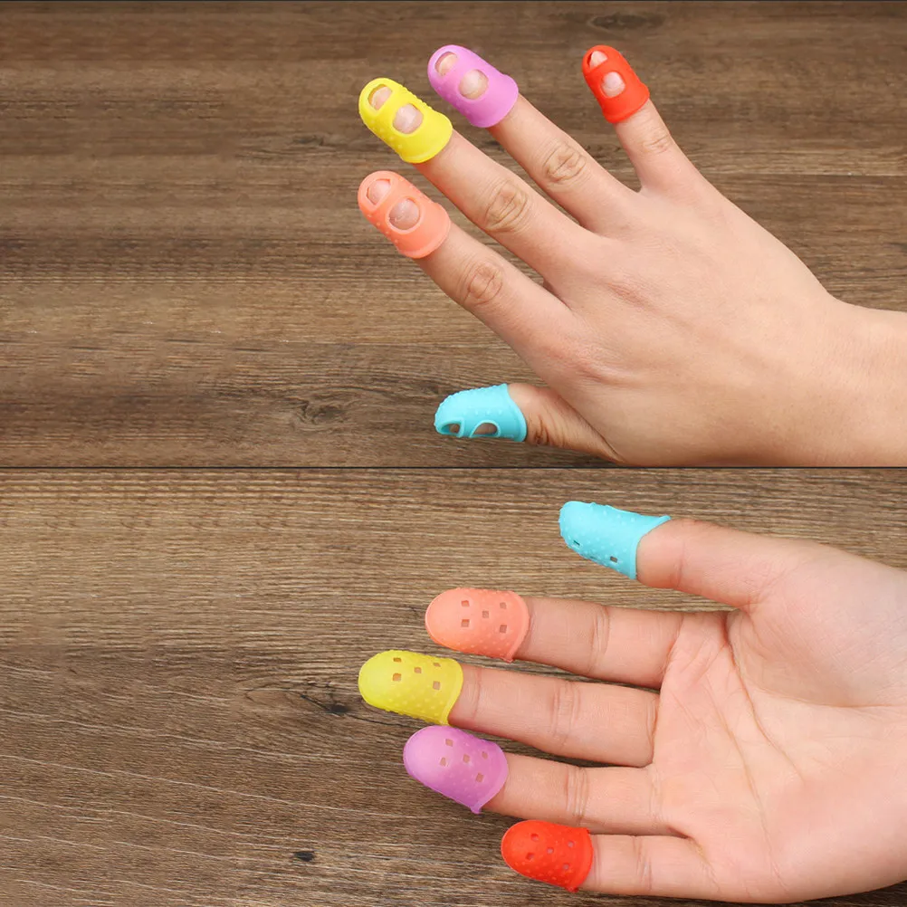 5Pcs Silicone Finger Protective Covers Anti-Slip Heat Insulation Finger Protectors for Sewing Drilling Playing
