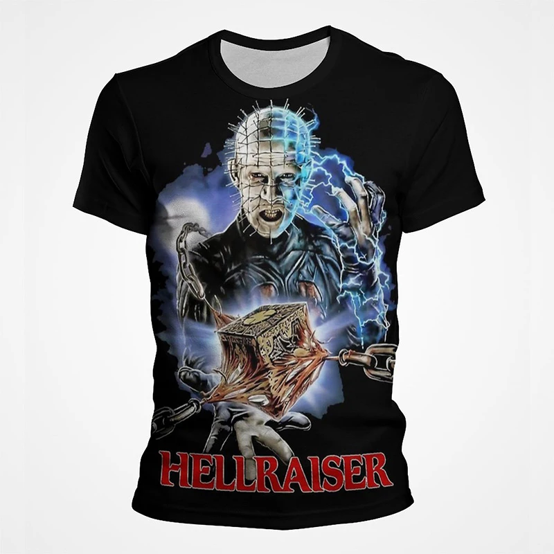 فيلم الرعب Hellraiser ثلاثية الأبعاد مطبوعة تي شيرت الرجال النساء موضة عادية المتضخم قصيرة الأكمام تي شيرت الذكور تيز القمم رجل الملابس