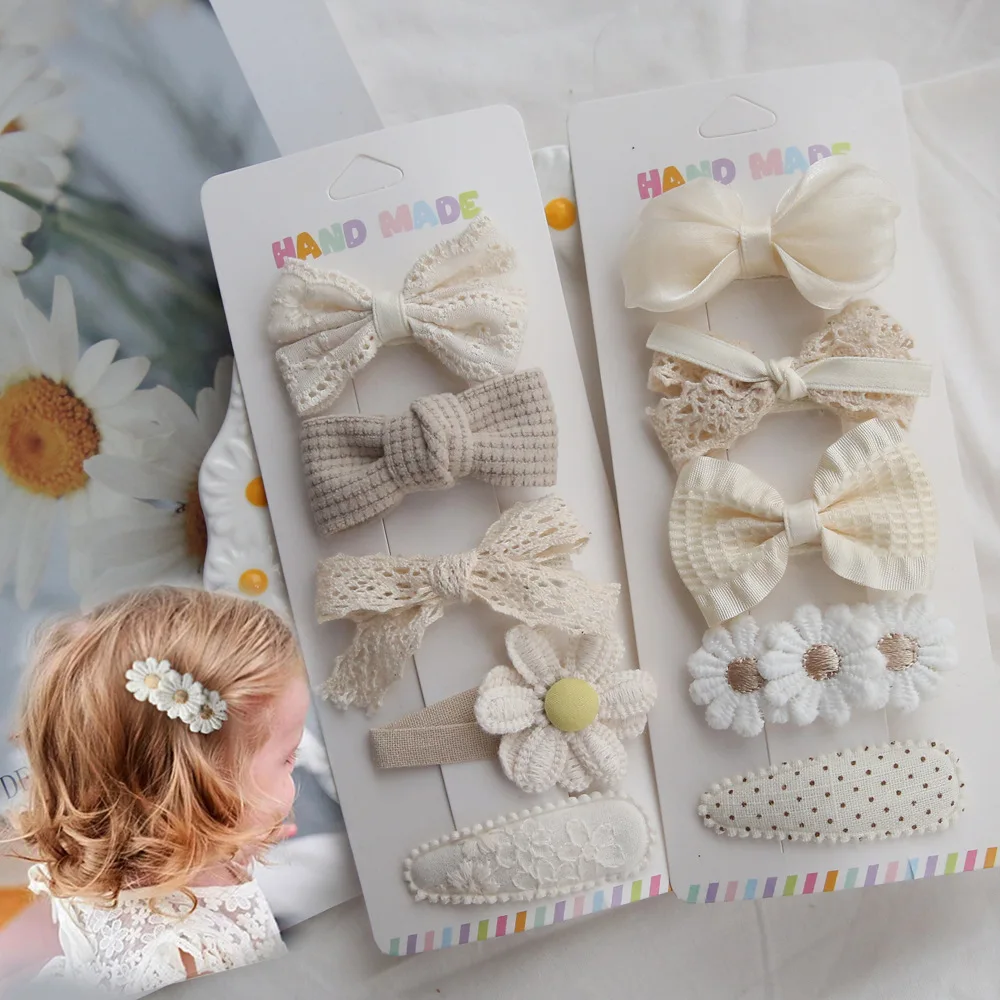 

Заколки для волос во французском стиле, 5 шт., минималистичные заколки для девочек, бежевые заколки с бантом, элегантные детские аксессуары для волос для особых случаев