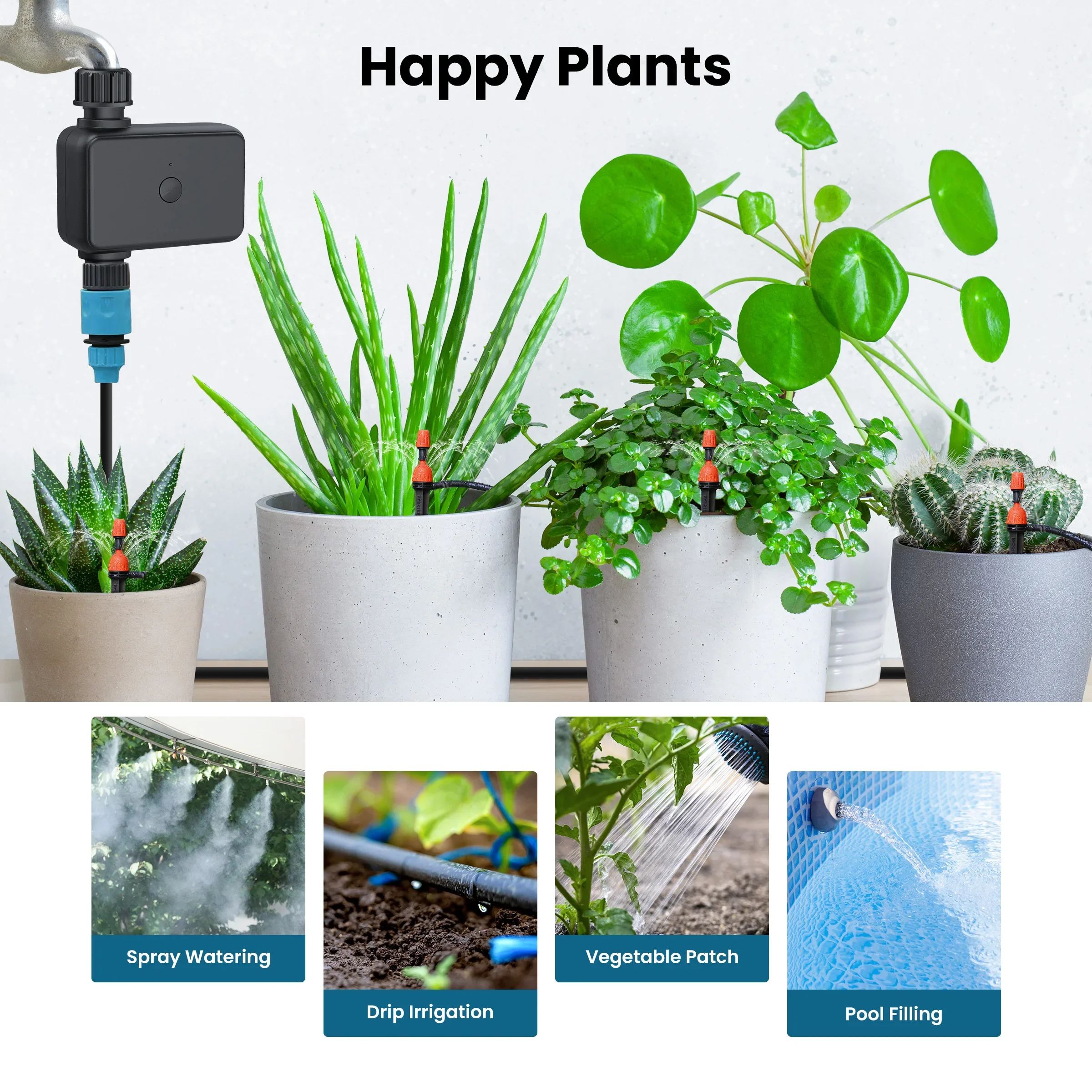 GIRIER Tuya สมาร์ท Water Timer โปรแกรมสปริงเกลอร์จับเวลาบลูทูธสําหรับสวนท่อชลประทานใช้งานร่วมกับ Alexa เฮ้ Google