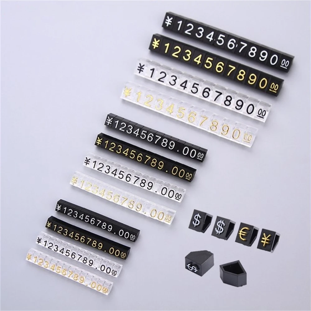 

Plastic Jewelry Minitype Numbers Price Marked Posted Particle Bar Stands Assemble Combination Freely By Currency Symbol 30pieces