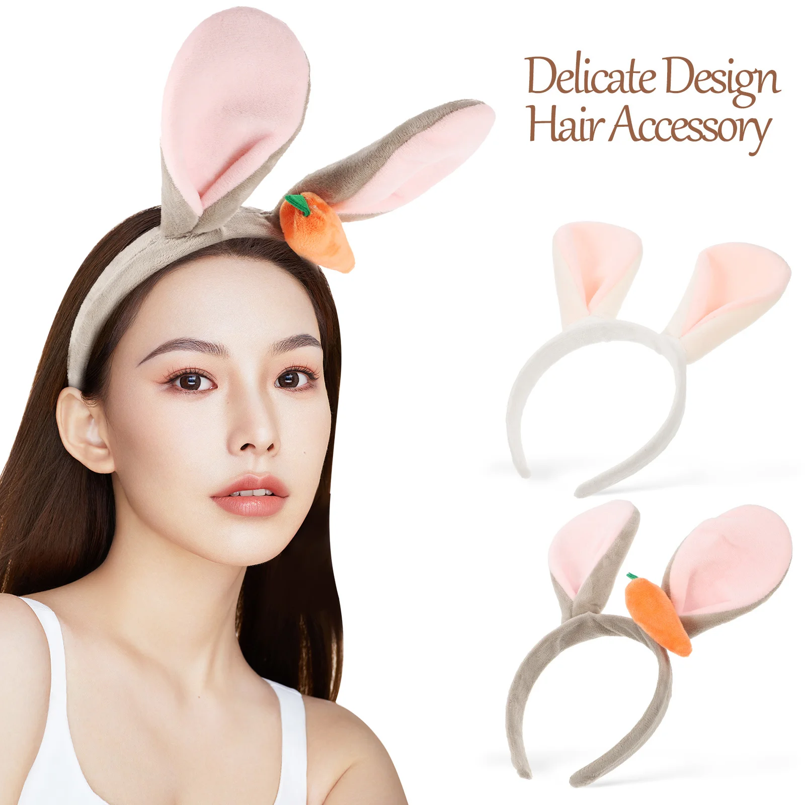 

2Pcs Adorable Bunny Ears Headband Soft Rabbit Ear Hairband for Birthday Christmas Party Cosplay Costume Event Use